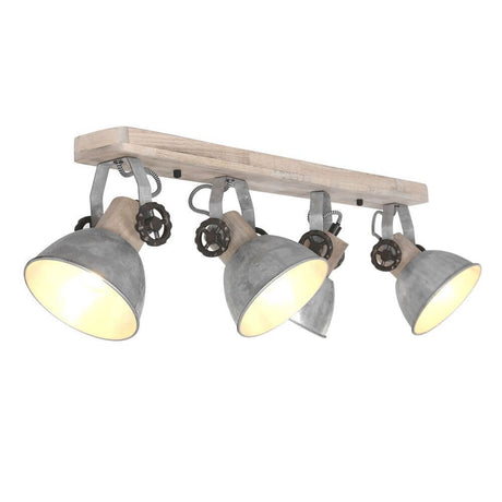 Industrial ceiling light Gearwood with retro-industrial design made of wood and metal shade.