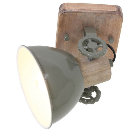 Industrial ceiling light Gearwood with a wooden and metal shade in retro design.