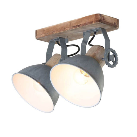 Industrial ceiling light Gearwood with retro design and wooden and metal shade, ideal for industrial style.