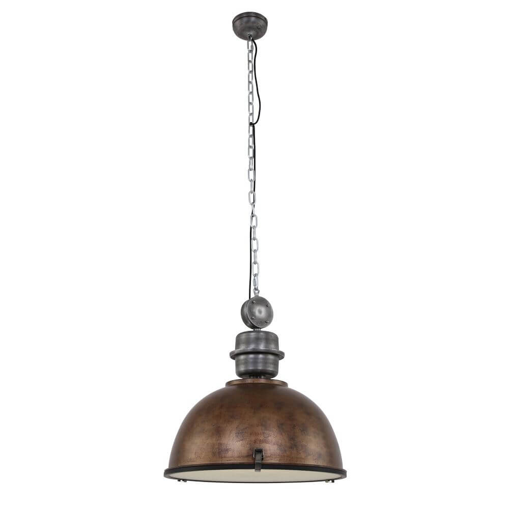 Industrie-Hängeleuchte Bikkel Ø 52cm in braunem und grauem Industrial-Design, ideal für moderne Wohnräume.