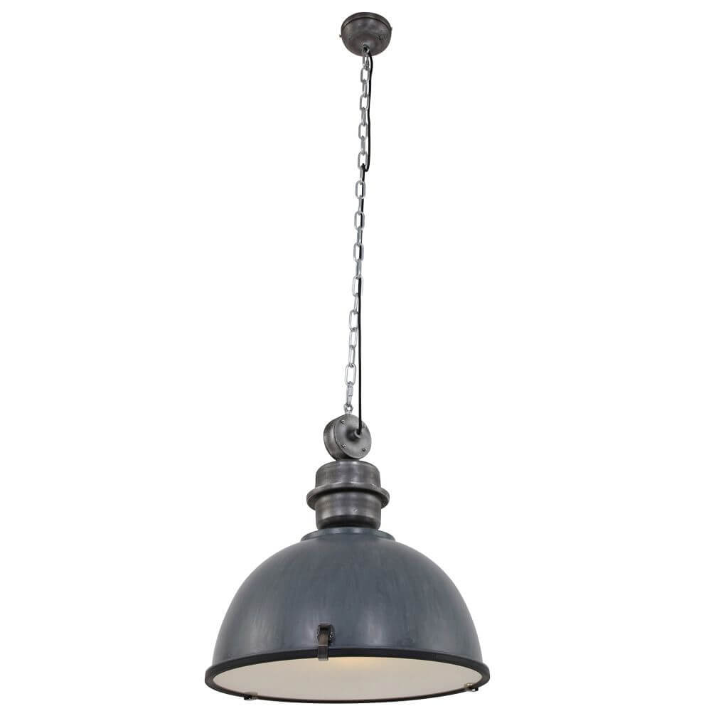 Industrie-Hängeleuchte Bikkel Ø 52cm in grauem Finish, ideal für industrielle Wohnräume und Esstisch.