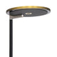LED-Deckenfluter Turound in Schwarz und Gold mit Lesearm und Tastdimmer, modern und elegant.