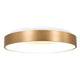 LED-Deckenleuchte Ringlede Ø48cm mit goldfarbenem Rahmen und warmweißem Lichtschein.