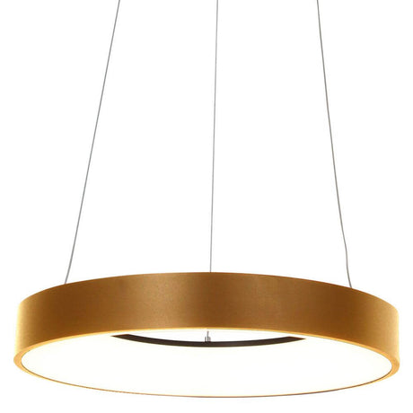 LED-Pendant light Ringlede Ø48cm in gold for even illumination in living rooms and bedrooms.
