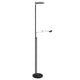 Schwarzer LED-Deckenfluter Turound mit Lesearm und Tastdimmer für elegantes Wohnlich.