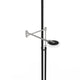 LED-Deckenfluter Turound mit Lesearm und Tastdimmer in elegantem Design, Alu und Schwarz.