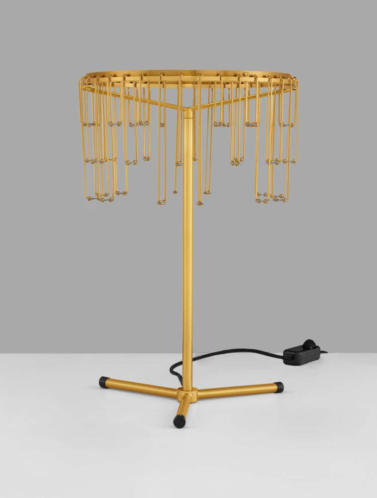 Stellar LED Tischleuchte H 46cm Ø 30cm 3000K in modernem Design mit goldenem Gestell.