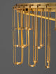Detailansicht der Stellar LED Tischleuchte H 46cm Ø 30cm 3000K mit goldenen Lampenstäben.