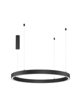 Sting LED Pendelleuchte Ø 100cm in Schwarz mit blendfreier Beleuchtung und Aluminiumring.