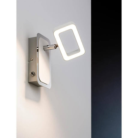 Strahler Frame LED Weiß Chrom 1x4, 5W an der Wand mit modernem Design und energiesparendem LED-Licht.