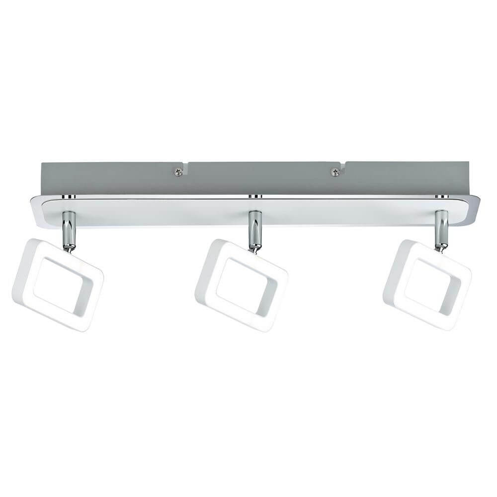 Strahler Frame LED 3-flammig Weiß Chrom 3x4, 5W mit mattem Weiß und poliertem Chrom, ideal für moderne Wohnsituationen.