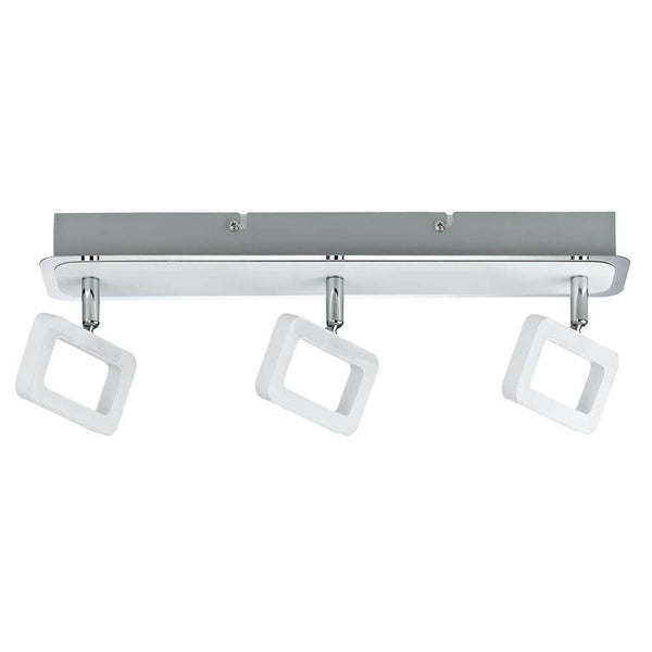 Strahler Frame LED 3-flammig Weiß Chrom 3x4, 5W mit modernem Design und energieeffizienten LED-Leuchtmitteln.