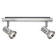 Strahler Teja 2-flammig Nickel satiniert GU10 mit zwei schlichten Spotlights auf einer Wandhalterung.
