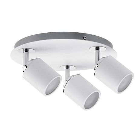 Spot Tube à 3 flammes blanc chrome GU10 au design épuré et avec protection ضد les projections d’eau pour des situations d’habitation variées.