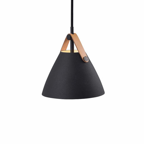 Strap 16 Pendelleuchte mit Lederriemen Schwarz, moderne nordische Designlampe aus Metall und Leder.