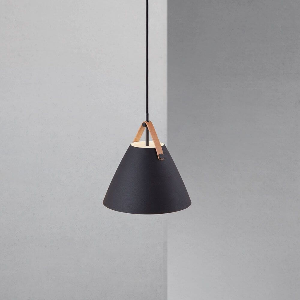 Pasek 27 Lampa wiszące Ø 27 cm z 2 skórzanymi paskami czarnymi