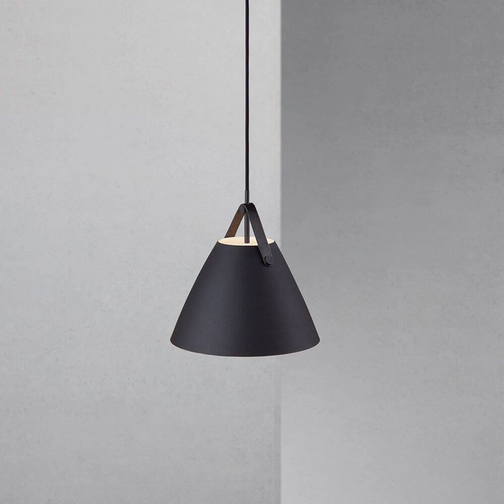 Pasek 27 Lampa wiszące Ø 27 cm z 2 skórzanymi paskami czarnymi