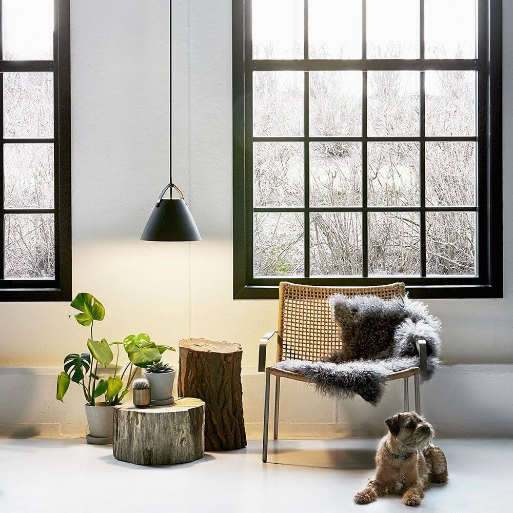 Pasek 27 Lampa wiszące Ø 27 cm z 2 skórzanymi paskami czarnymi