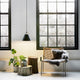 Strap 36 pendant lamp Ø 36cm with 2 leather straps black in a stylish interior with windows.