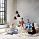 Strap 36 pendant lamp Ø 36cm with 2 leather straps black in a stylish interior with friends.