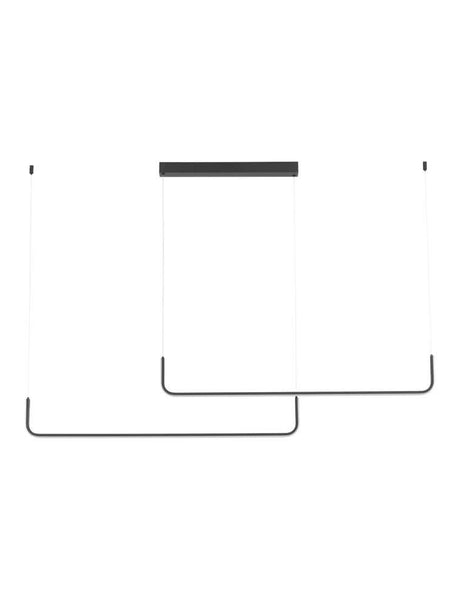 Suspension Strita LED 150 cm à 2 lumières 3000 K au design épuré et à la finition en aluminium doré