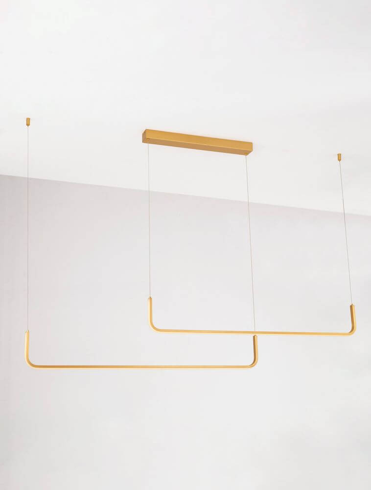 Strita LED Pendelleuchte 150cm 2-flammig in elegantem Gold-Design mit warmweißem Licht (3000K)