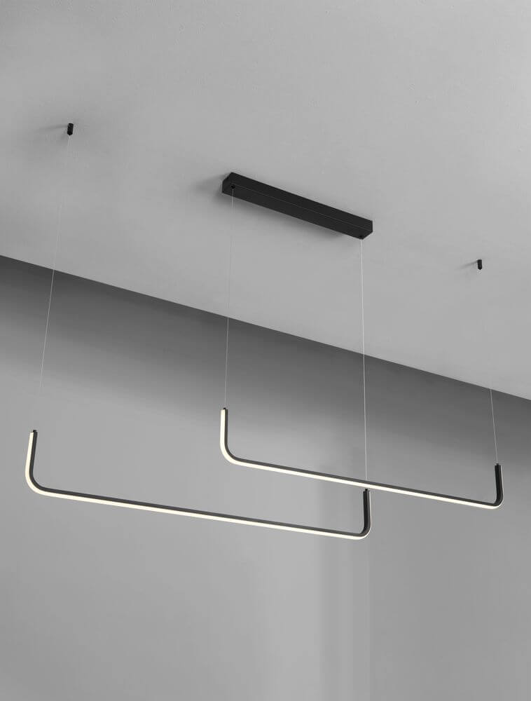 Strita LED Pendelleuchte 150cm, 2-flammig, modernes Design, warmweißes Licht 3000K, ideal für stilvolle Innenräume.