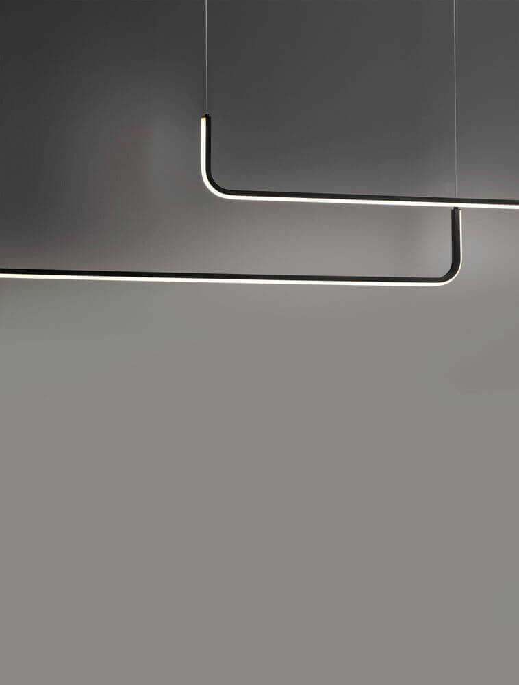 Strita LED Pendelleuchte 150cm 2-flammig in modernem Design mit warmem 3000K Licht.