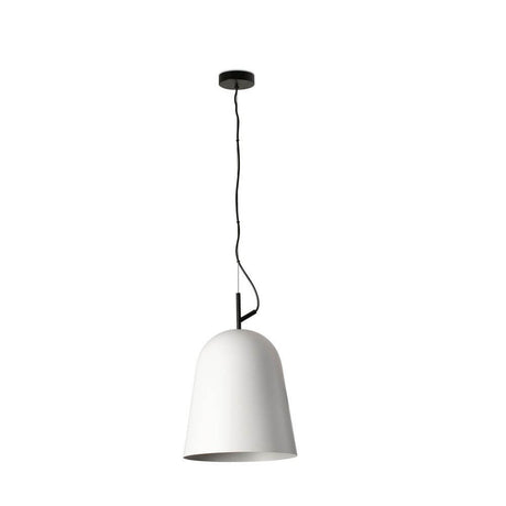 Studio pendant light Ø 29cm in white L-shape, inspired by the 1950s, with a unique cable clip.