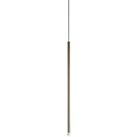 Lodes A-Tube Nano LED Hængelampe i et slankt guldfarvet design, ideel til moderne opholdsrum.