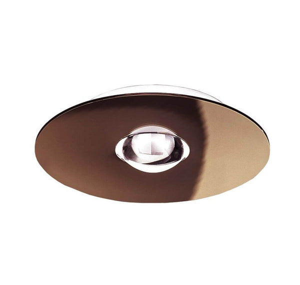 Lodes Bugia Single LED Deckenlampe in Kupfer-Glänzend, flache runde Deckenleuchte mit markantem Mittelpunkt