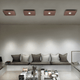 Moderne Wohnzimmeransicht mit Lodes Frozen Small LED Deckenlampe an der Decke, stilvoll und minimalistisch.
