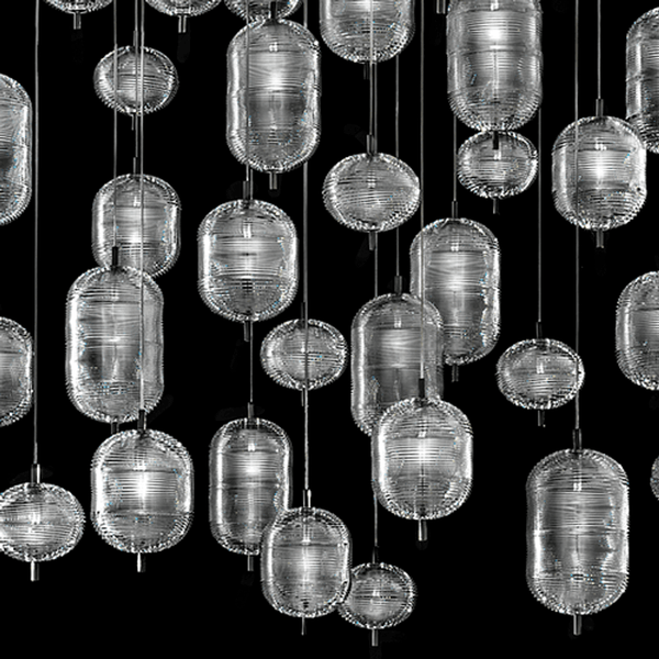 Lodes Jefferson LED Glas Hängelampe mit Kristall-Diffusoren in verschiedenen Größen, stilvolle Design-Pendelleuchte