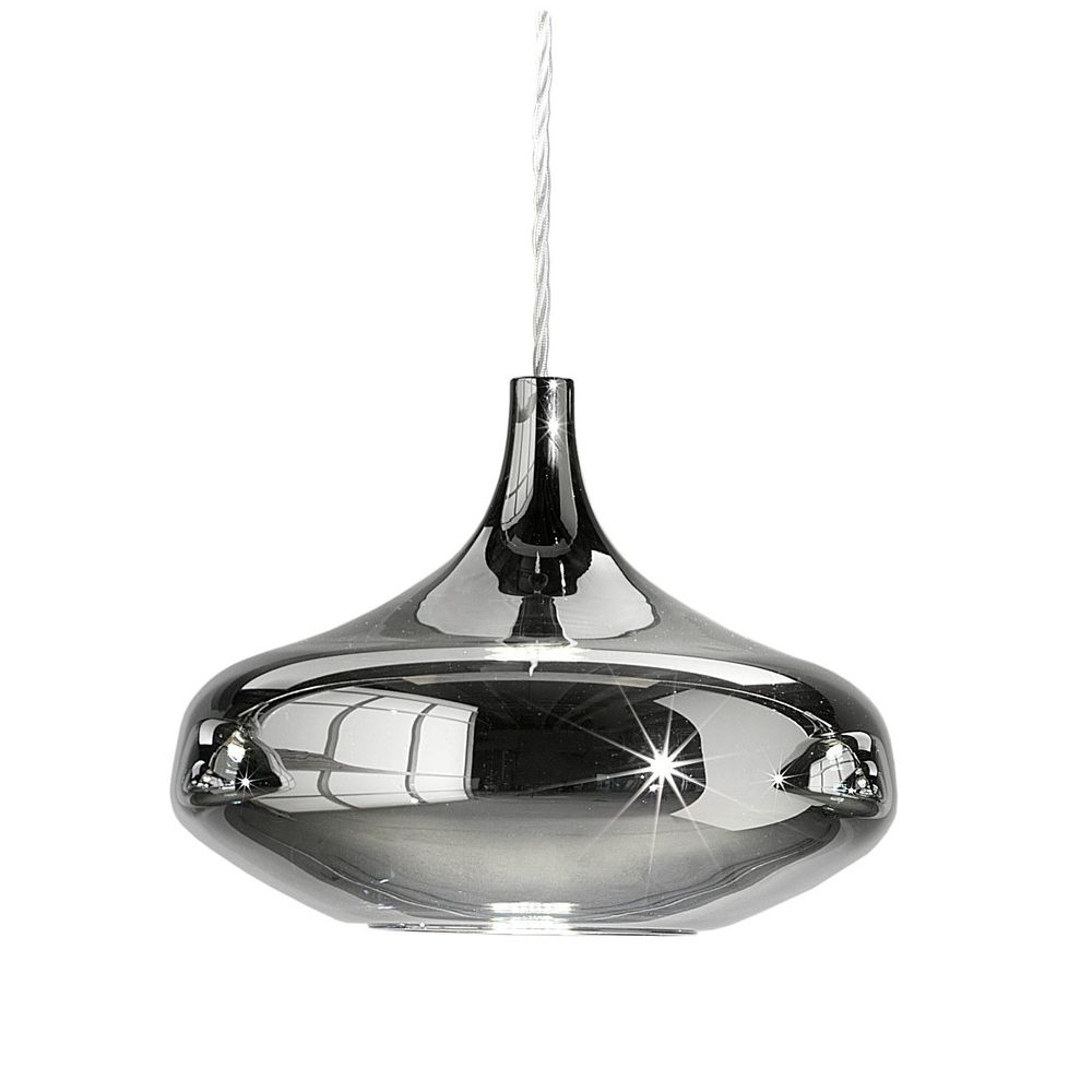 Lodes Nostalgia Glas Pendelleuchte in modernem Retro-Design, 28cm, mit eleganter chromfarbener Oberfläche und LED-Technologie.