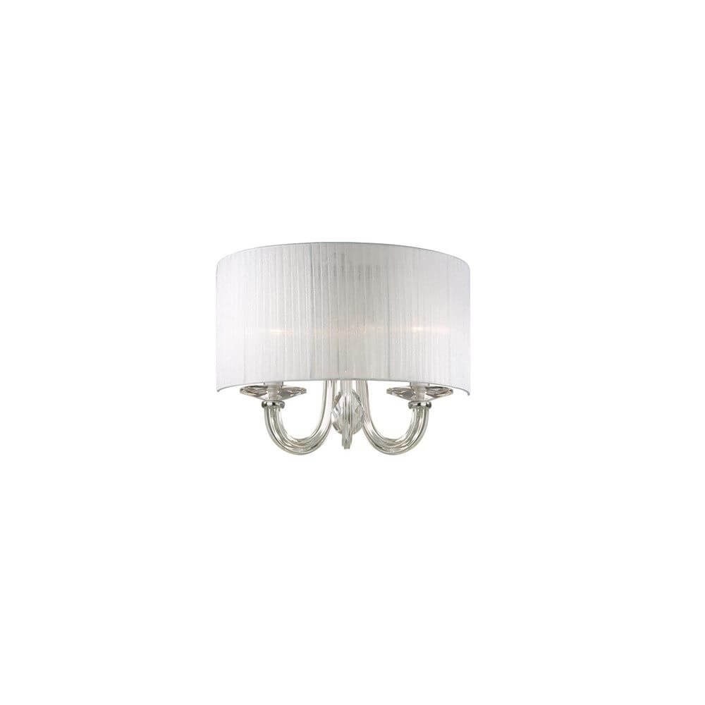 Swan Glas-Wandleuchte mit Plissee Schirm Chrom, Klar - elegante Wandlampe mit handgearbeitetem Glas und Samt.