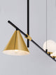 Sway Pendelleuchte Gold, Weiß, Schwarz mit goldener Kegel- und opalweißer Glaskörper-Design.