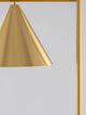 Detailansicht der Sway Stehlampe Gold, Weiß mit goldener Schirmform und modernem Design.