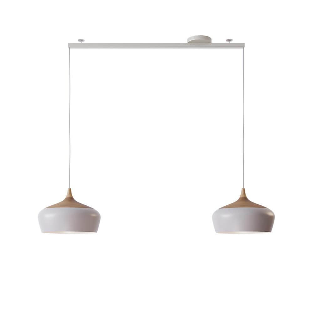 Swing 2 Aufhängesystem 110cm Twin für zwei Hängeleuchten mit zwei stylischen Pendelleuchten.