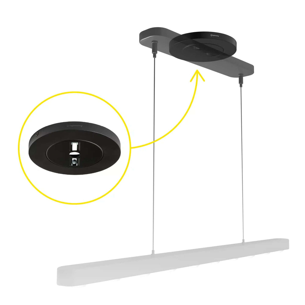Swing Baldachin Zero für Hängeleuchten - flexible Deckenhalterung für Pendelleuchten in mattem Schwarz
