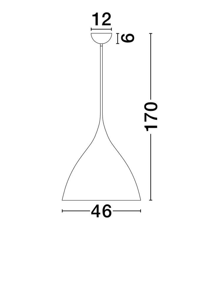 Technische Zeichnung der Syntopia Pendelleuchte E27 Ø 46cm mit Abmessungen.