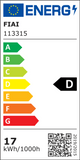 Energielabel mit Energieeffizienzklasse D, Verbrauch 17 kWh/1000h, Produktnummer FIIA 113315.