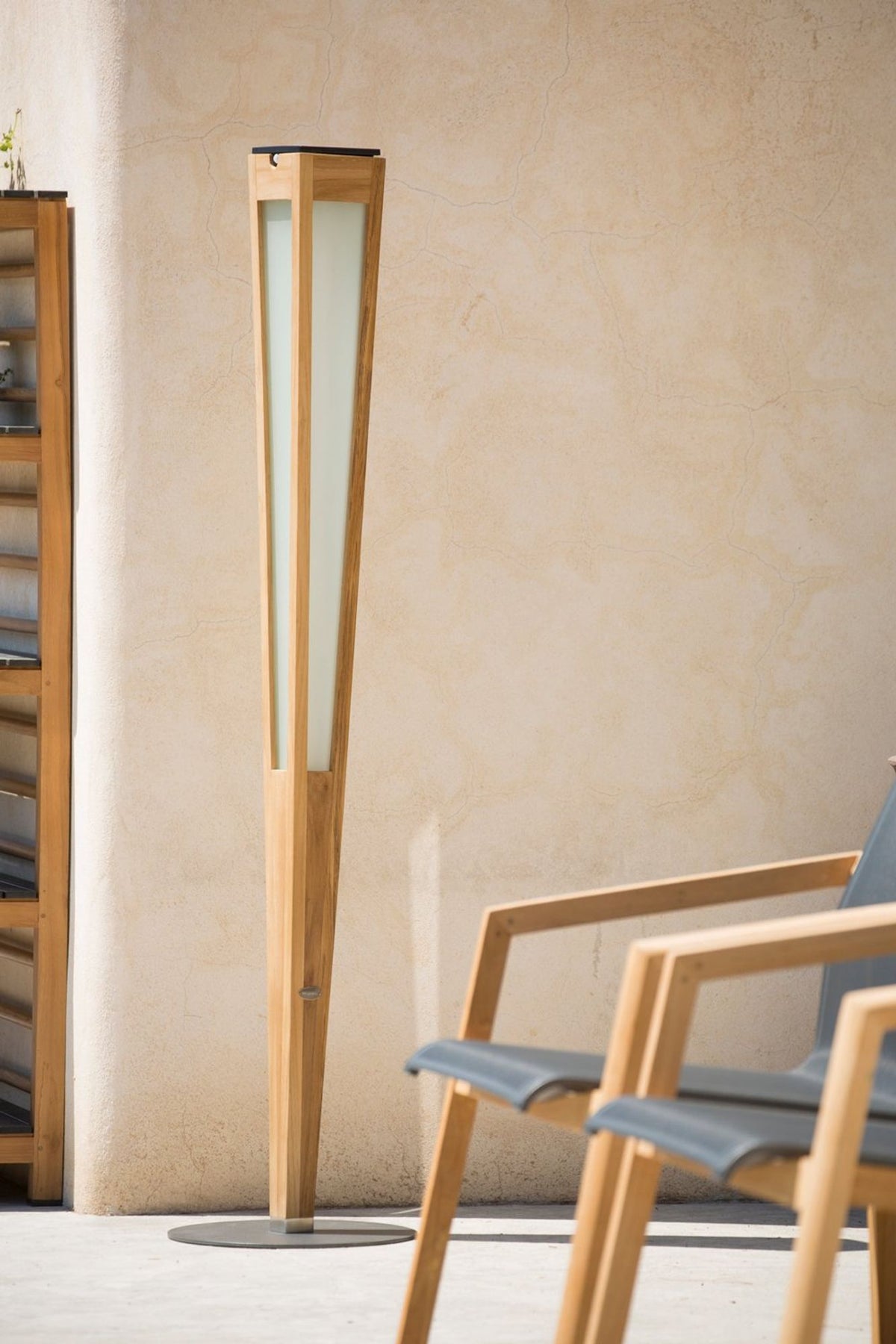Antorcha solar Les Jardins Tecka Naturel H 120cm de madera de teca 