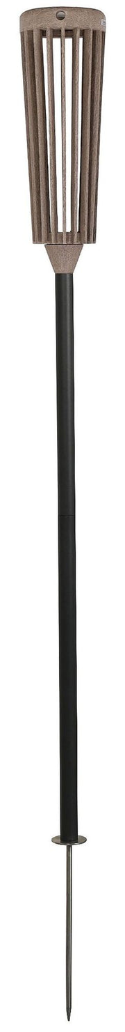 Tecka solar path light made of teak wood, grey, height-adjustable, 137cm, front view