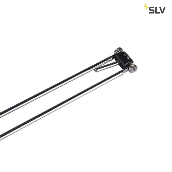 Teleskop Seilleuchte für Tenseo 12V-Seilsystem QR-C51 Chrom, schwenkbarer Strahler für Halogen- und LED-Leuchtmittel
