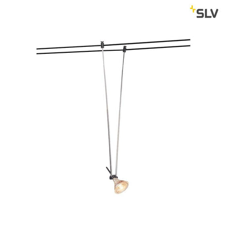 Telescopic cable light for Tenseo 12V cable system QR-C51 black mounted on cable system