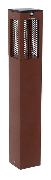 Solar-Wegeleuchte Tradition 90cm Corten-Aluminium, rostbraun, quadratische Form mit Lochblech-Design, Frontalansicht