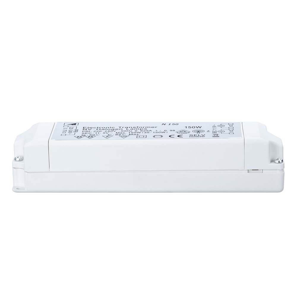 TIP VDE Elektroniktrafo 35-150W 12V 150VA Weiß seitliche Ansicht des Produkts
