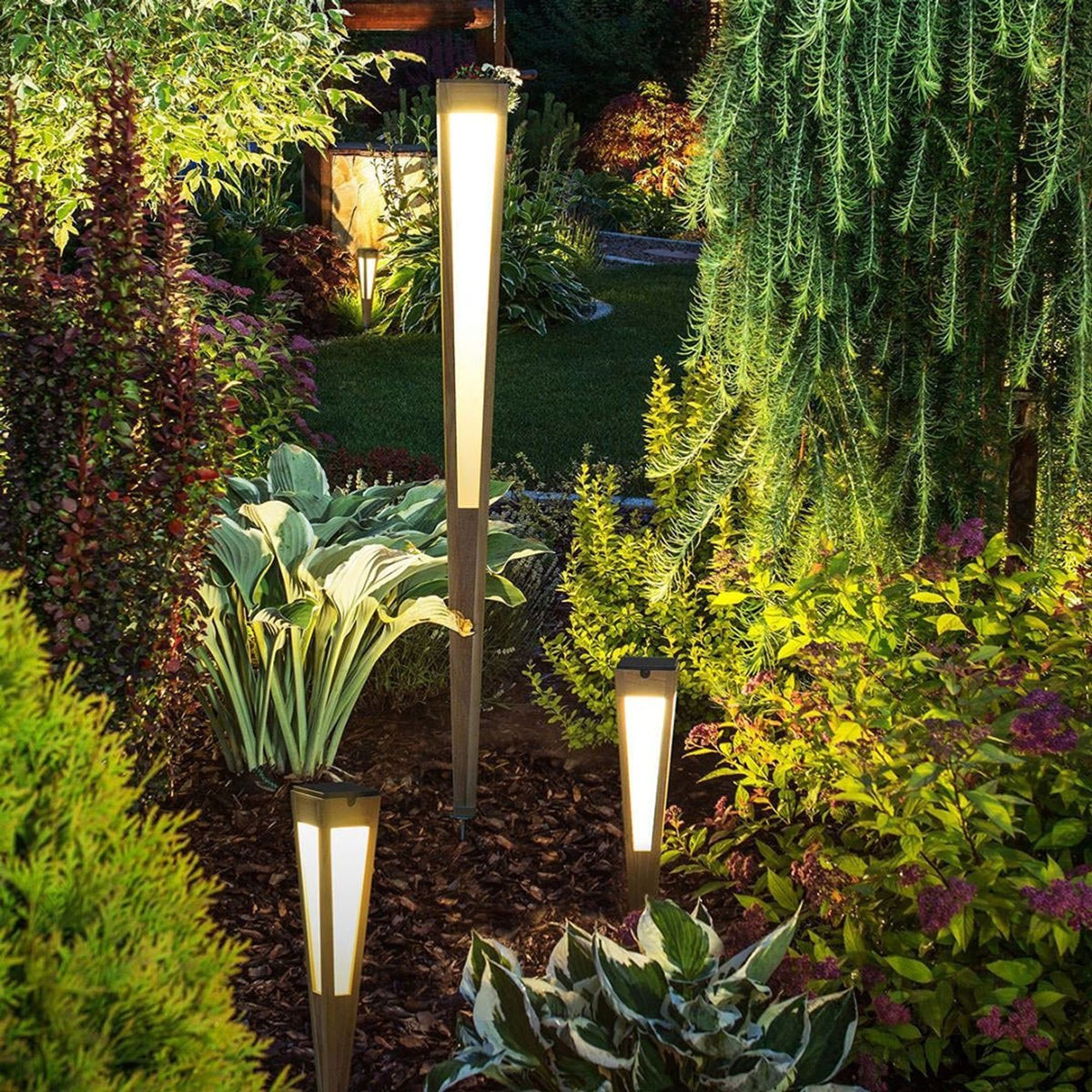 Les Jardins   Solar-fakkel Tecka Naturel H 52cm i teaktræ 