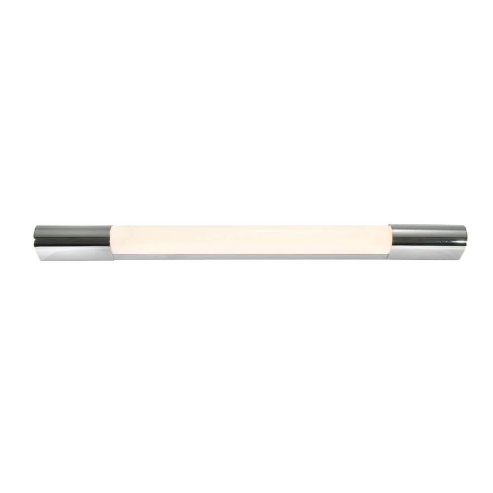 Trukko LED Wandleuchte 60cm 3000K in elegantem Design aus weißem Kunststoff und verchromten Zinkgussanteilen.