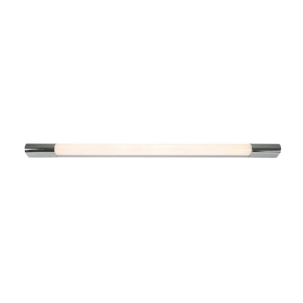 Trukko LED Bad-Wandleuchte 90cm mit weißem Kunststoff und verchromten Zinkgussanteilen.